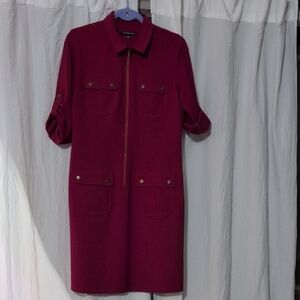 Sharagano Deep Red Collared Dress